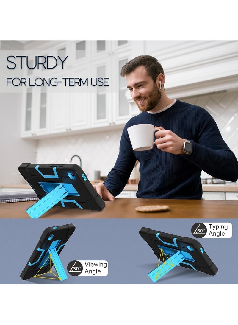 Case for Galaxy Tab A9 8.7 Case Kids, Heavy Duty Rugged Full-Body Hybrid Shockproof Drop Protection Cover Samsung Galaxy Tab A9 8.7 Inch 2023 Model SM-X110 / SM- X115 (1-Black+Blue) (Black) - Image 4
